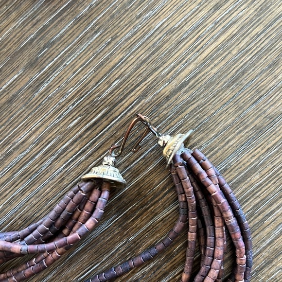 Handmade multistrand polished Wood necklace 16” - Picture 6 of 10
